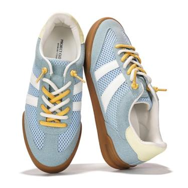 Imagem de Project Cloud Tênis feminino – Palmilha de espuma viscoelástica e sapatos leves de mola – Sapatos modernos antiderrapantes com cadarço – Tênis fashion feminino 2025 (veredicto), Azul, 35