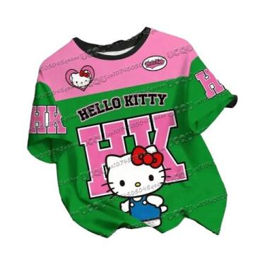Imagem de Camiseta De Verão Estilo Hip-hop Com Estampa 3D Da Hello Kitty Para Me