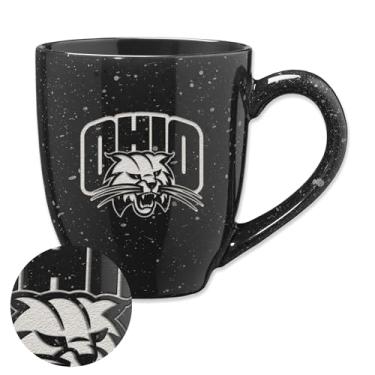 Imagem de Rico Industries NCAA Ohio Bobcats Black 473 ml Caneca de café de cerâmica salpicada gravada a laser