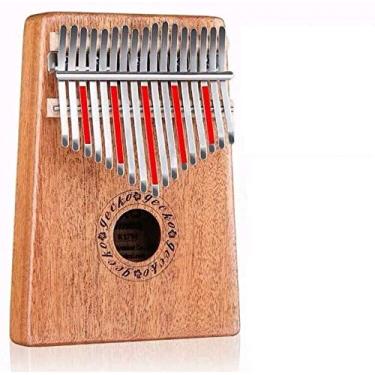 Imagem de Piano de polegar Kalimba de 17 teclas, feito de mogno puro, tom bonito, fácil de transportar e fácil de aprender, a cor original do som original da cor da madeira, tamanho: 17, cor: cor de madeira