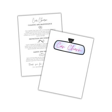 Imagem de Inserção de pingente de carro para pacote de instruções de cuidados com cartolina, pacote com 50 unidades de 12,7 x 17,78 cm para clientes, embalagem de freshos, espelho retrovisor, presente