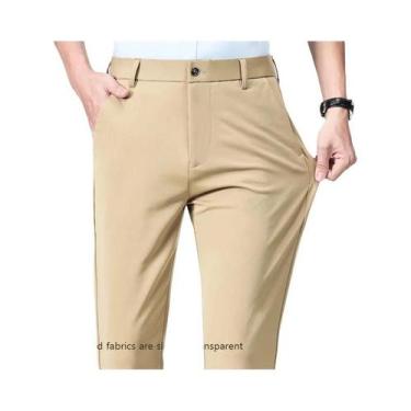 Imagem de Calças De Terno Masculinas plus Size Finas De Verão, Elásticas, Retas 