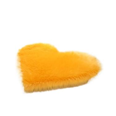 Imagem de Tapete na sala de estar tapetes grandes de pelúcia em forma de coração antiderrapante quarto moderno tapete decoração de quarto (amarelo, 70 x 90 cm)