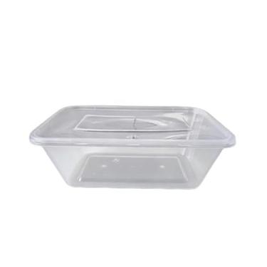 Imagem de Pote Retangular Plástico Marmita Fit 350/500/750ml/1L Microondas Freezer para Dieta Fitness, Meal Prep e Armazenamento de Alimentos(750ml)