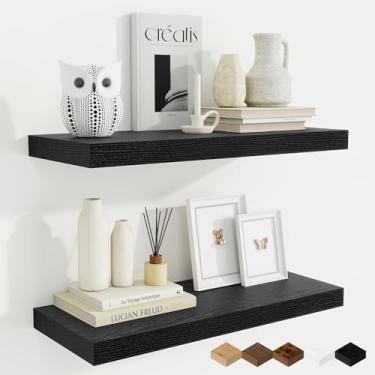 Imagem de Fun Memories Prateleiras flutuantes para parede, prateleiras de parede de madeira rústica de 61 cm para banheiro, quarto, sala de estar, prateleiras flutuantes profundas para armazenamento e decoração