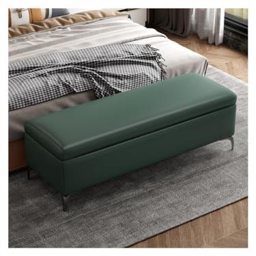 Imagem de KEG801302 Banco de armazenamento moderno - banco de entrada, otomano para quarto, extremidade da cama, bancos de quarto para o pé da cama, banco estofado decorativo (verde escuro)