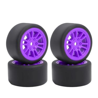 Imagem de 4PCS Finished Flat Running Drift Tires and Wheels 7MM Hexagon for 1/24 Losi Micro B Upgrades and 1/28 Losi Micro T Upgrades(T Purple)