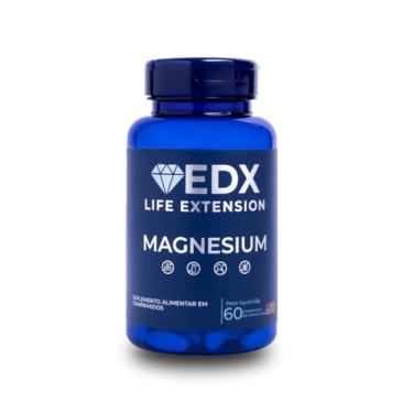 Imagem de EDX Life Extension Magnésio Triplo (Quelato, Malato e Citrato), Suplemento Alimentar em Cápsulas, 60 Cápsulas, Suporte Muscular, Sistema Nervoso e Energia, 66g