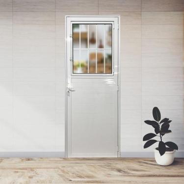 Imagem de Porta Social Lambril de Alumínio 210 X 80cm Linha 25 Esquadrias Bergam