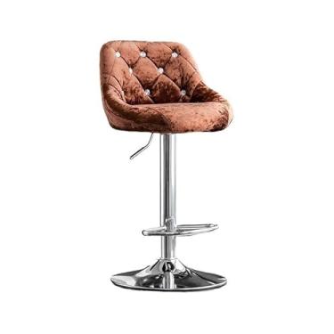 Imagem de Balcão de cozinha, encosto simples, banco alto, 60 a 80 cm, giratório, para casa, cadeira de cozinha, leve, luxuosa, moderna, cadeira de bar, cadeiras de bar (marrom)