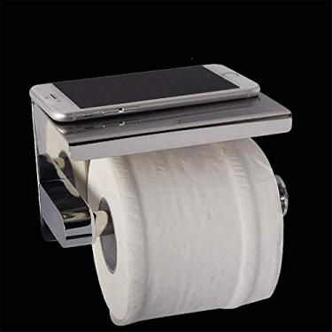 Imagem de U5GAAALPPQ9 Suporte de rolo de papel higiênico de aço inoxidável 304 para banheiro, papel higiênico, suporte de telefone de armazenamento na parede com rack e caixa de papel higiênico