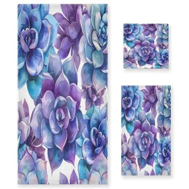 Imagem de xigua Conjunto de toalhas de banheiro suculentas aquarela absorvente macio 3 peças toalha de banho toalha de mão toalhas decorativas para banheiro, academia, hotel, praia, piscina