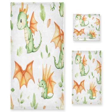 Imagem de xigua Lindo conjunto de toalhas de banheiro Baby Dragons absorvente macio 3 peças toalha de banho toalha de mão toalhas decorativas para banheiro, academia, hotel, praia, piscina