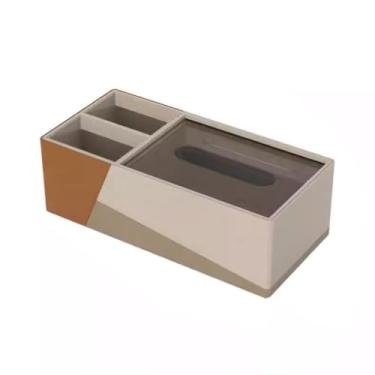 Imagem de x3anggyt5 Capa de caixa de lenços multifuncional caixa de lenços retangular de couro PU dispensador de lenços faciais suporte de caixa de café organizador de controle remoto (laranja)