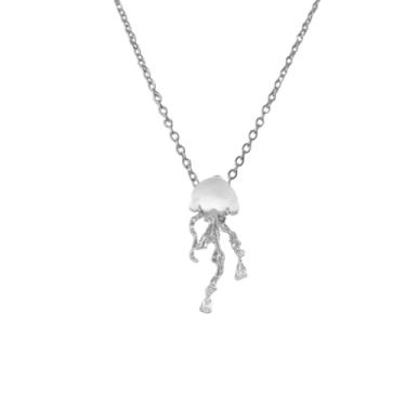 Imagem de Dtja Colar com pingente de água-viva de nuvem de cristal para mulheres criativo CZ oceano animal lágrima pingentes corrente de elos ajustáveis colares acessórios de aniversário de casamento joias 45,7