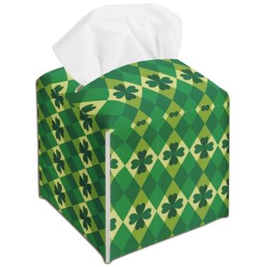 Imagem de Porta-guardanapos de Dia de São Patrício - 12,7 x 12,7 cm, capa de caixa de lenços de papel verde, decoração de mesa de dia de São Patrício para banheiro, bancada, mesa de escritório-A15