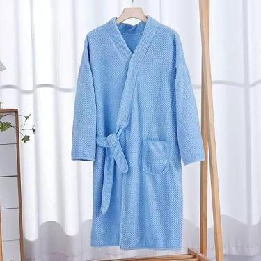 Imagem de Toalha Roupão de Banho Unissex – Secagem Rápida, Tamanho Único, Ideal para Praia, Spa, Piscina e Viagem (AZUL)
