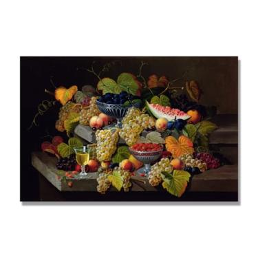 Imagem de NHLDZYH Arte em tela vintage de frutas mortas, pintura clássica de cozinha country, decoração de parede de casa de fazenda quente para sala de jantar e cozinha. C35. 30x45cm-11,8x17,7 pol. Somente