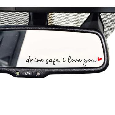 Imagem de 3X Presente de Dia dos Namorados para ela, Conjunto de 3 decalques para espelho retrovisor Drive Safe I Love You, "Drive Safe I Love You", doce lembrete de amor, decoração de carro todos os dias 9,9