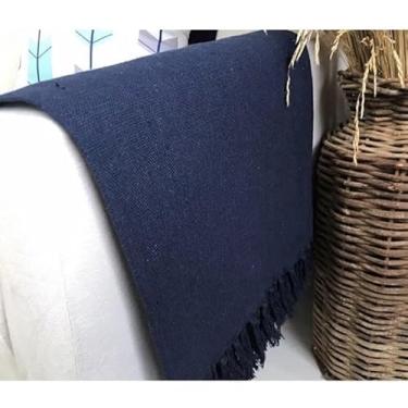 Imagem de Manta para Sofá Gigante 2,40x1,80m Casal Algodão Macio Decorativa(Azul Marinho Liso)