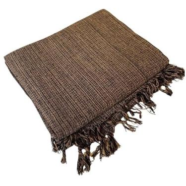 Imagem de Manta Decorativa para Sofá ou Cama Casal 210x120cm 100% Algodão Macia (Marrom mesclado)