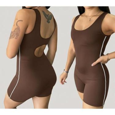 Imagem de Macaquinho Macacão Fitness Para Academia Alta Sustentação Modela o cor