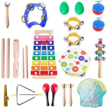 Imagem de Kit Instrumentos Musicais com Bolsa Instrumentos Musicais Transporte Instrumentos Percussão Instrumento Musical Xilofone Pandeiro