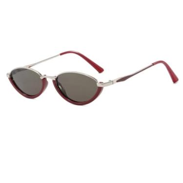 Imagem de HCHES Óculos de Sol Retrô Semiarmação com Proteção UV400, Cores Modernas, para Esportes ao Ar Livre, Unissex (Vermelho-Verde-Cinza)