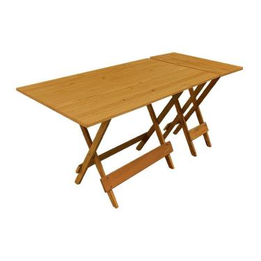 Imagem de Conjunto De Mesa Dobrável 120X70 Em Madeira Maciça Com Mesa Aparador - Mel - Marrom