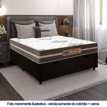 Imagem de Cama Box Baú Casal Suede Colchão Molas Ensacadas Texas Colchões 138cm preto