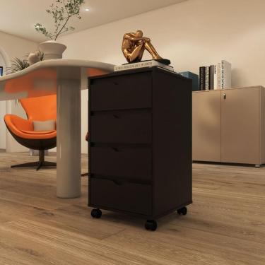 Imagem de Gaveteiro Multiuso 4 Gavetas Com Rodizios Preto Preto