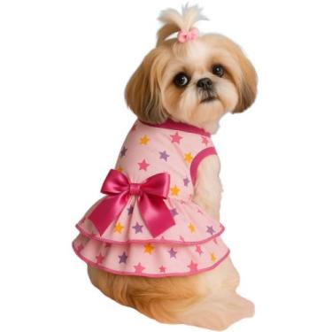 Imagem de Vestido Malha Pet Verão Cães E Gatos Roupa De Cachorro Gato Estampa Va