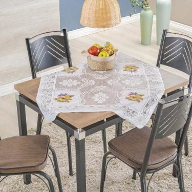 Imagem de Toalha de Centro de Mesa em Renda com Transfer Flores 78cm x 78cm 100%