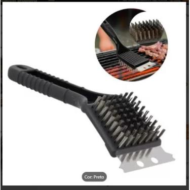 Imagem de Escova Limpa Grelha Espetos Chapas De Churrasqueira Espátula Raspador 