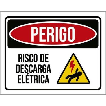 Imagem de Kit 10 Placa Acm Perigo Risco Descarga Elétrica 18X23 - Sinalizo