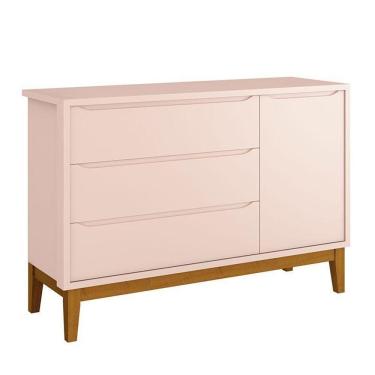 Imagem de Cômoda Infantil New Classic Rosa Com Pés Madeira ? Reller