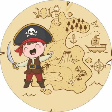 Imagem de Painel de Lona Redondo Pirata Cute Mapa Do Tesouro - Fabrika de Festa,