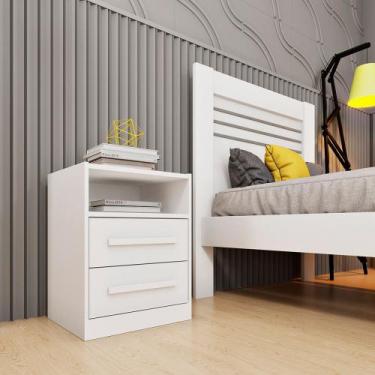 Imagem de Mesa de Cabeceira Barcelona MDP com 2 Gavetas e Puxadores MDF Tcil, Br