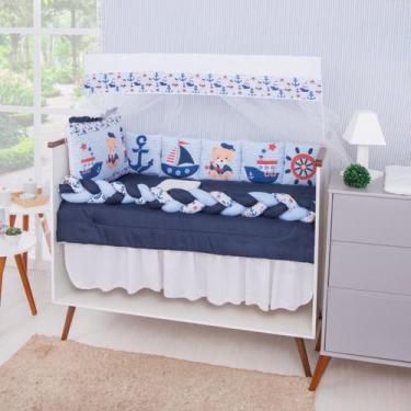 Imagem de Kit Berço Americano 13 peças para Enxoval Bebe Menino - Carinha de Anj