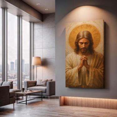 Imagem de Quadros Decorativos Oração Serena 90x60 Moderno Luxo Sala Quarto Escri