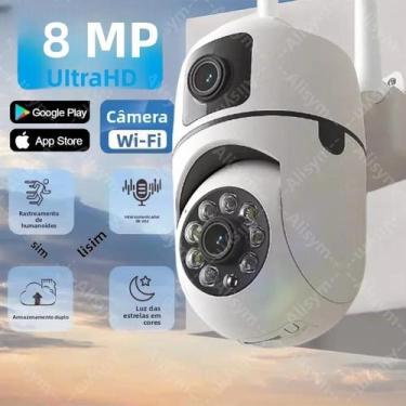 Imagem de Câmera De Vigilância PTZ HD Wifi De 8MP Com Lente Dupla E Tela Dupla, 