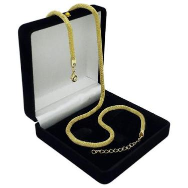 Imagem de Colar Cordão Malha 3mm Banho De Ouro 18k 2287 - Trs Chic Joias, Dourad