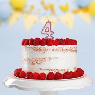 Imagem de Vela Aniversário Branco Glitter Rosa Nº 4 C/ 1 Un. - TAMAROZZI EMBALAG