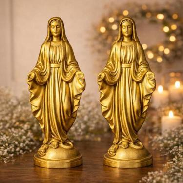 Imagem de Kit 2 Imagem Nossa Senhora das Graças 17,5cm Perolado Dourado - Mãos d