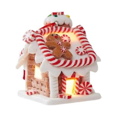 Imagem de Enfeite De Natal Para Árvore: Mini Casa De Gengibre Iluminada Em Argil