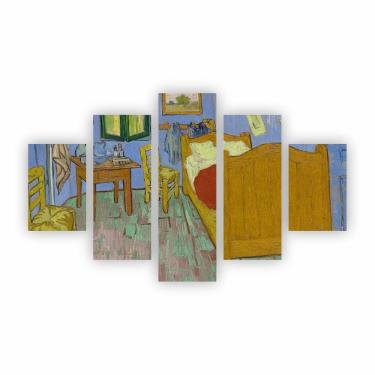 Imagem de Kit 5 Quadros O Quarto Van Gogh Arte Canvas 110X65Cm