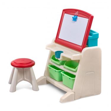 Imagem de Mesa de Atividades 2 em 1 para Crianças Flip Doodle Easel com Banco e Cavalete de Arte,...