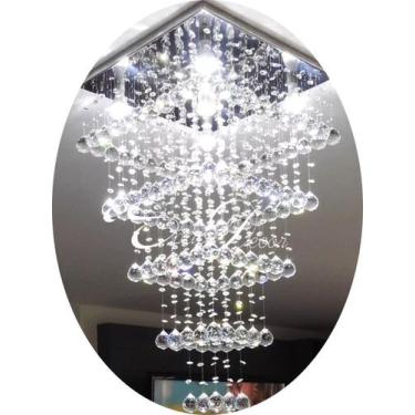 Imagem de Luminária Cristal Para Mesa De Jantar/estar Base Inox 45x45 - Space De