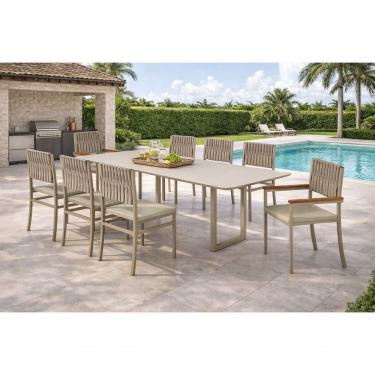 Imagem de Conjunto Gourmet Náutica 8 Cadeiras Elegance Solare-pérola