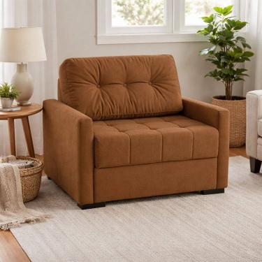 Imagem de Sofá Cama Solteiro 100cm Murilo Uno Linho Linho Marrom